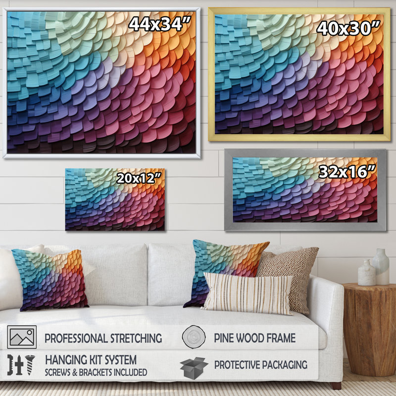 " Opt Harmonious Spectrum I ", Wrapped Canvas, 16" H x 32" W x 1" D