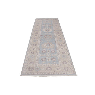 Blue and Beige Turkish Traditional Runner
