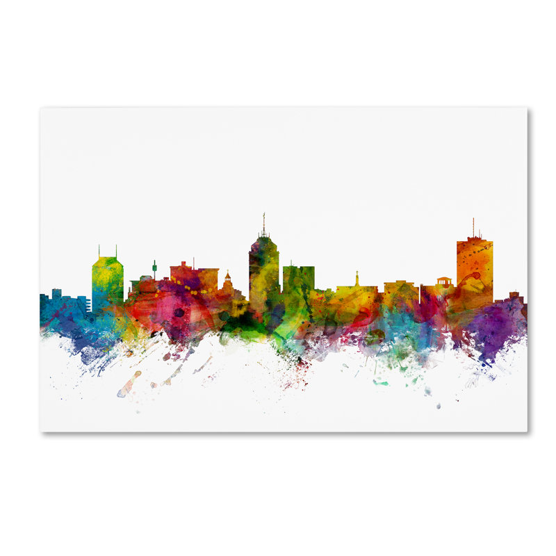 « fresno california horizon », reproduction d’impression sur toile tendue, H 12 po x l 19 po x P 2 po