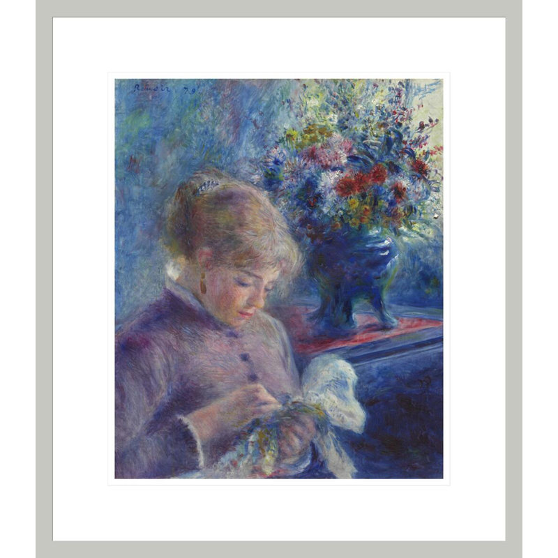«Young Woman Sewing» par Pierre-Auguste Renoir, impression giclée encadrée, H 20,36 po x l 17,75 po