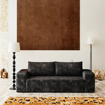 Corduroy Fabric Sofa,Striped Couch,Deep Seat Sofa for Living Room and Apartment