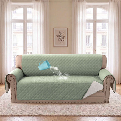 Housse de canapé imperméable et lavable avec sangles élastiques, housse de protection pour canapé pour animaux et enfants (canapé surdimensionné, turquoise pâle)