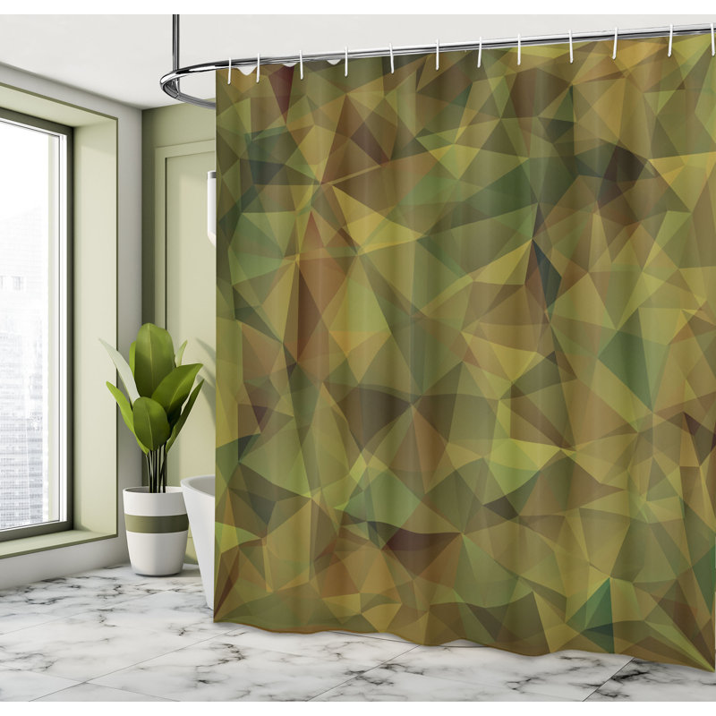 Geometric Shower Curtain with Hooks Included, Pale Coffee, 70" H x 69" W
