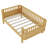 Twin Size Platform Bed for Kids with Guardrails, Low Profile Wooden Bed for Boys and Girls, Natural-1478587521-1478587520