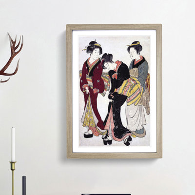 Two Geishas and a Maid by Kitao Shigemasa - Picture Frame Painting Print