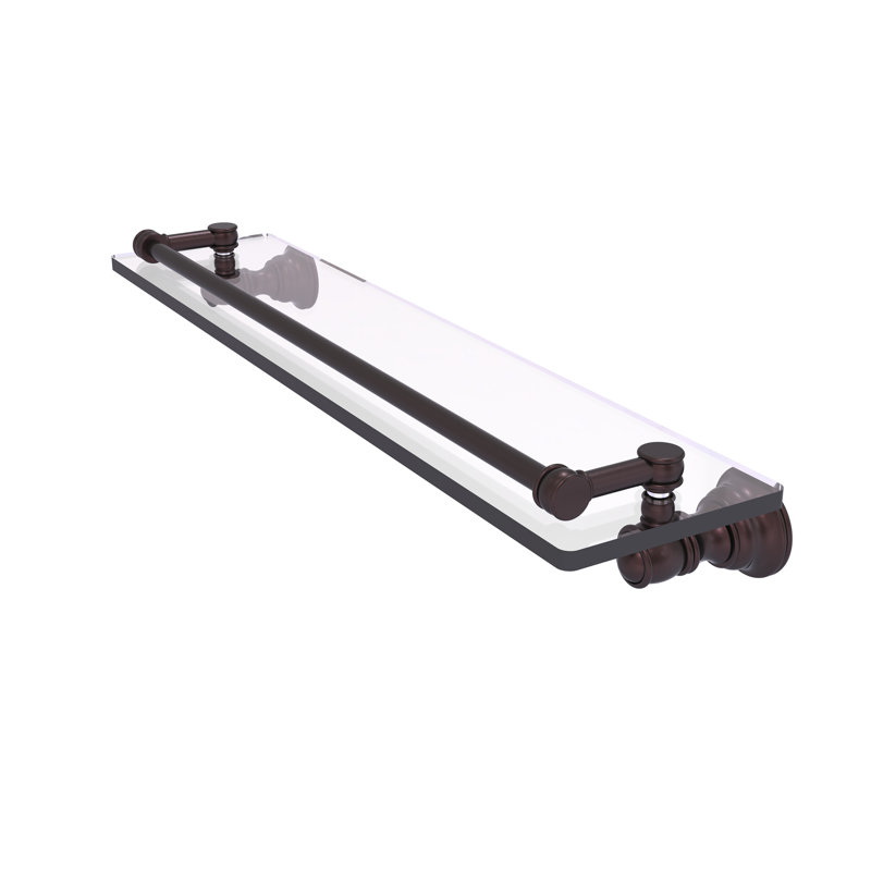 Freyja Glass Bracket Shelf, Antique Bronze, 3.3" H x 22" W x 5.54" D