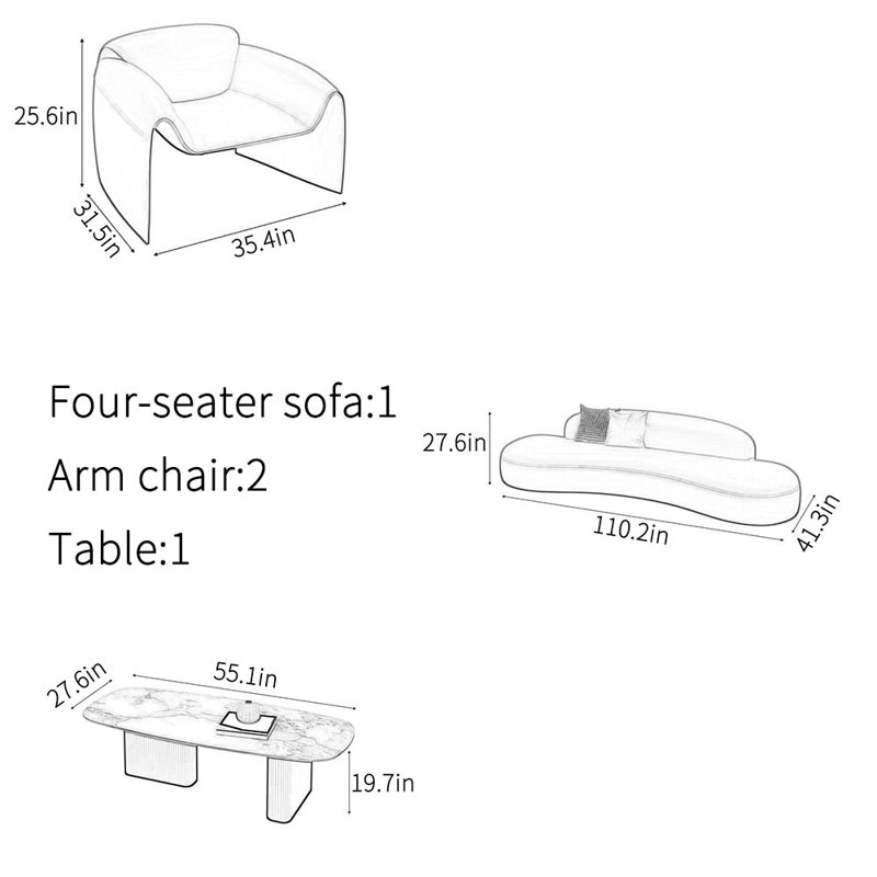 Art modern simple office sofa set