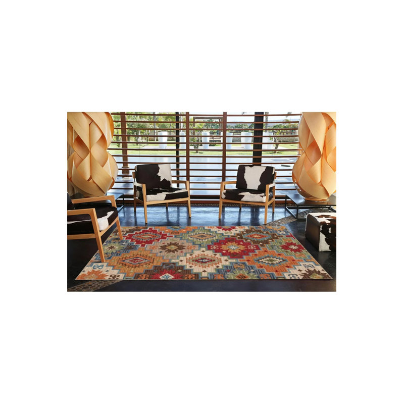Tapis tissé à motif géométrique Diamond, Rond 5 pi