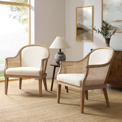 Ensemble de 2 fauteuils en bois massif de rotin de 28,5 po Andel