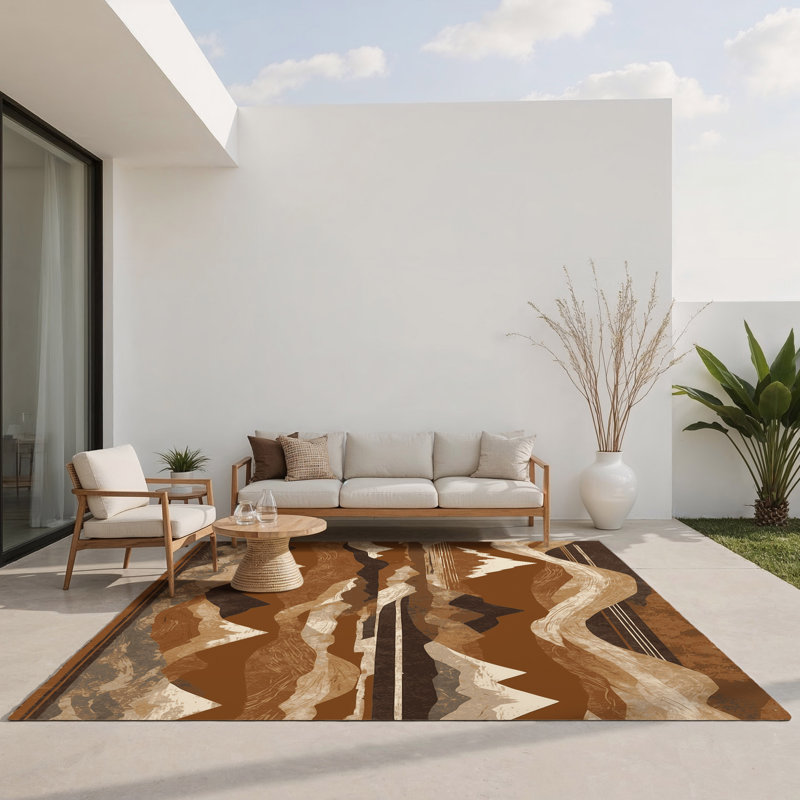 Tapis intérieur et extérieur Golden Tides, Rectangle 1'6" x 2'6"