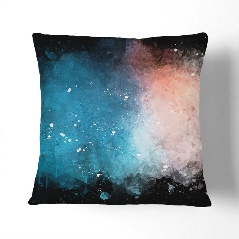 Luck for Me Paint Splash Cushion with Filling, White, 55cm H x 55cm W x 20cm D