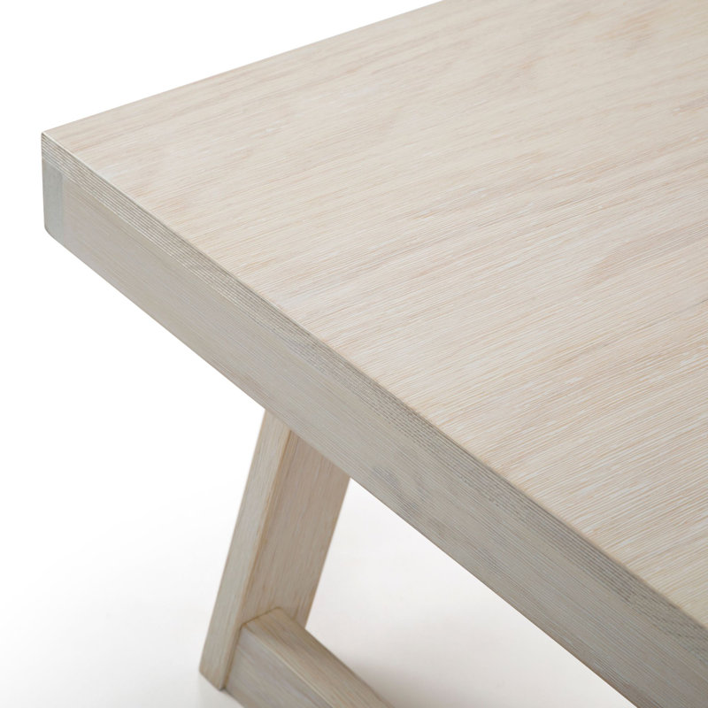 Cathelyne Solid Wood Single Coffee Table, 17.5" H x 48" L x 24" W, White Sand Wirebrush
