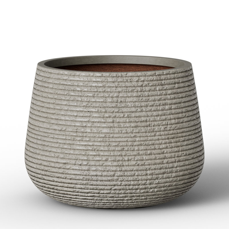 18 in. Large Stone Gray(Upgraded Interior) Concrete Round Planter / Pot with Draiange Holes for Indoor & Outdoor, Gray