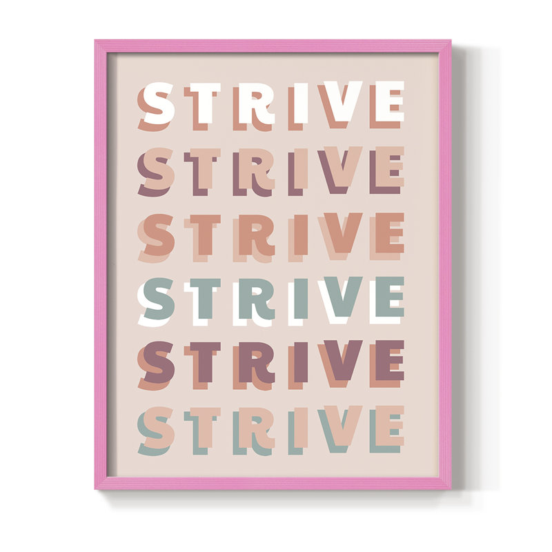 Strive Framed Print - Solid Wood, 10" H x 8" W, Pink