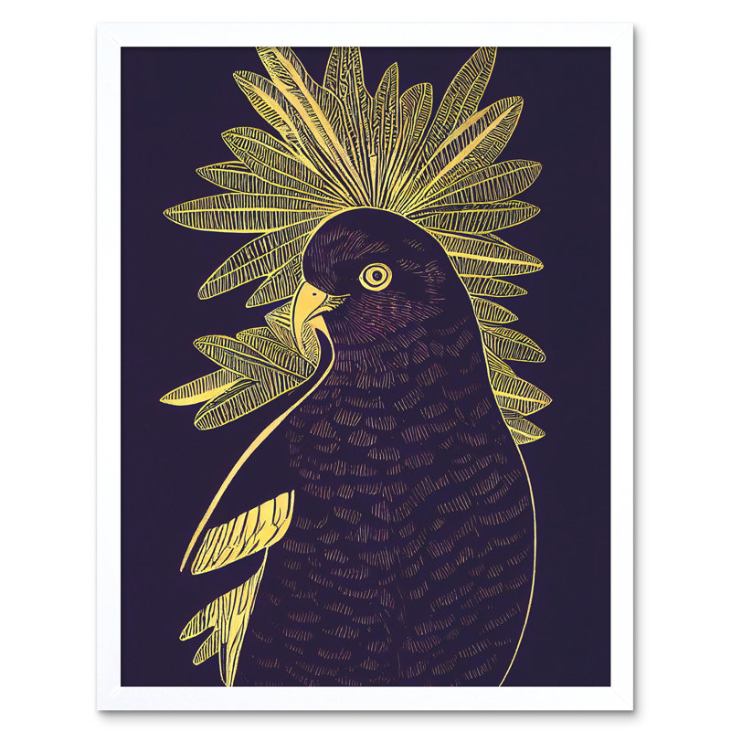 Detailed Stylish Parrot Tropical Plant - Print, 43cm H x 33cm W x 2cm D, White Framed Unframed