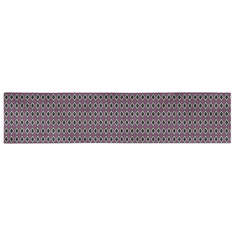 Chemin de table à carreaux géométriques Avicia, 73,5 po x 17,5 po, Noir / Rose, Coton