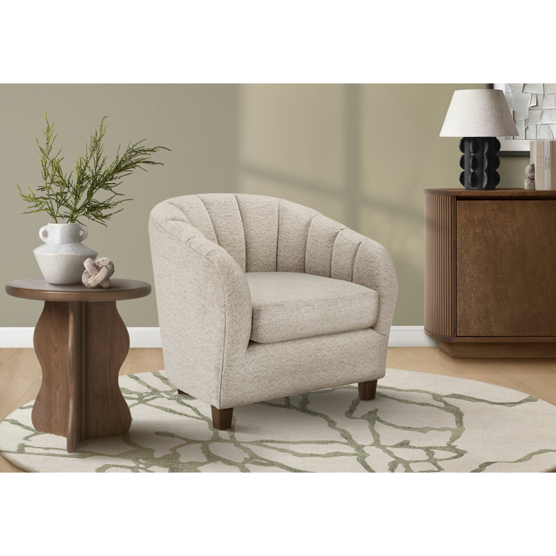 Chaise d'appoint, 31 po, rembourré, salon, chambre à coucher, tissu argenté, contemporain, moderne, transitionnel, Crème
