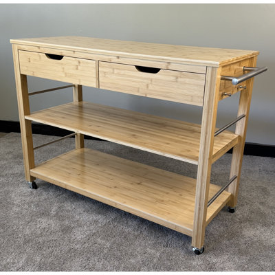 Solid Bamboo Kitchen Cart 2 Drawer 2 Shelf by Latitude Run
