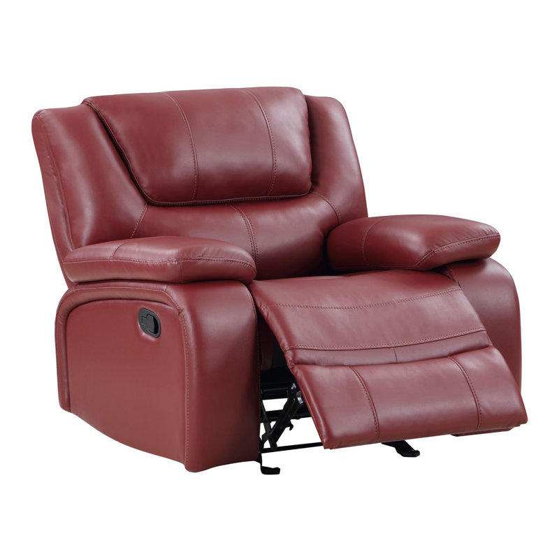 Fauteuil inclinable et oscillant rembourré noir, Similicuir rouge