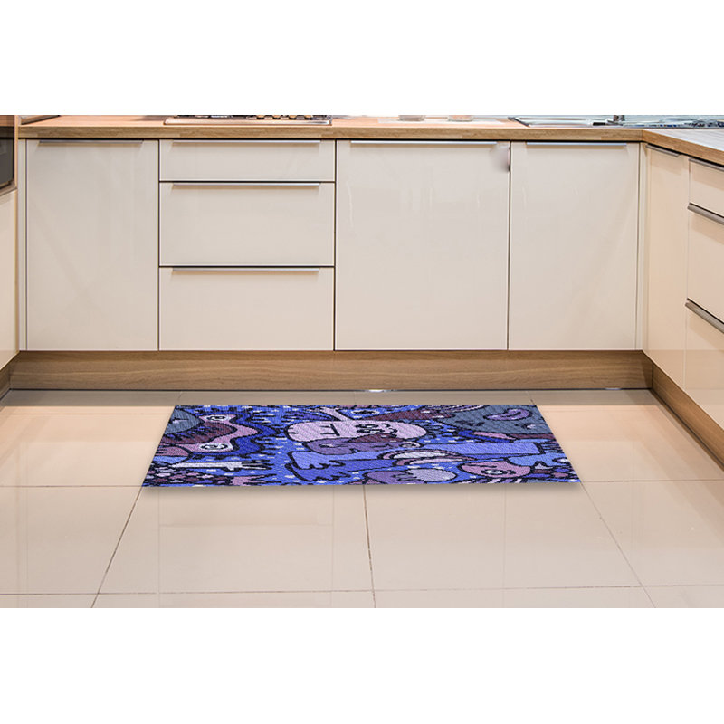 Tapis 100% à motifs lavables à la machine 2989 Pat670-BLU, Rectangle 2 pi x 3 pi