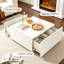 Ensemble de 2 tables basses carrées de rangement et table d'appoint ronde, ensemble de table de salon en bois de style transitionnel avec 2 tiroirs latéraux et table d'appoint ouverte-960403990