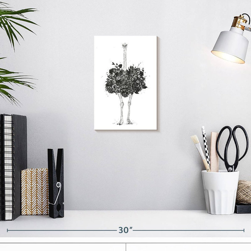 Brampt Floral Ostrich, 12" H x 8" W