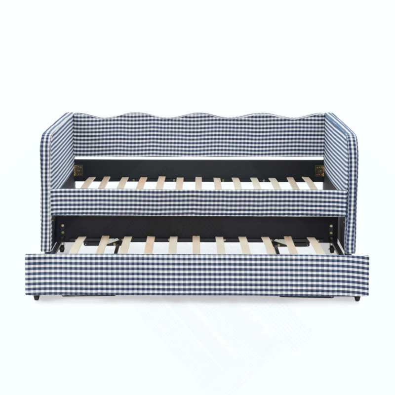 Divan-lit rembourré polyvalent 3 en 1 avec couchette coulissante et poches de rangement latérales, idéal pour les espaces multiples et les espaces restreints
