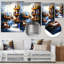 Articles de toilette bleus et oranges - décor métallique tendance, articles de toilette-1285603916
