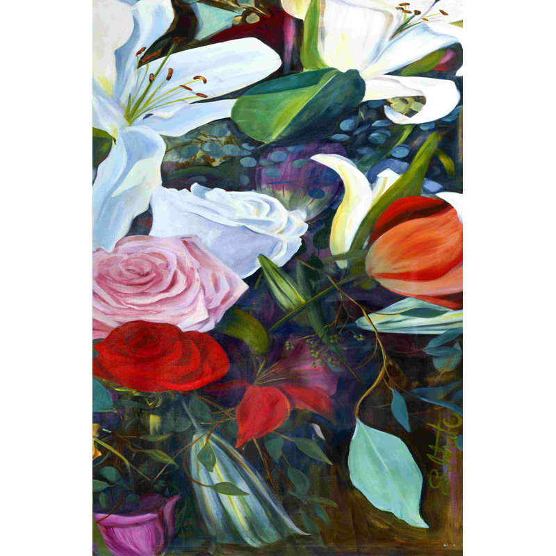 Fleur baroque triptyque III, H 30 po x l 20 po