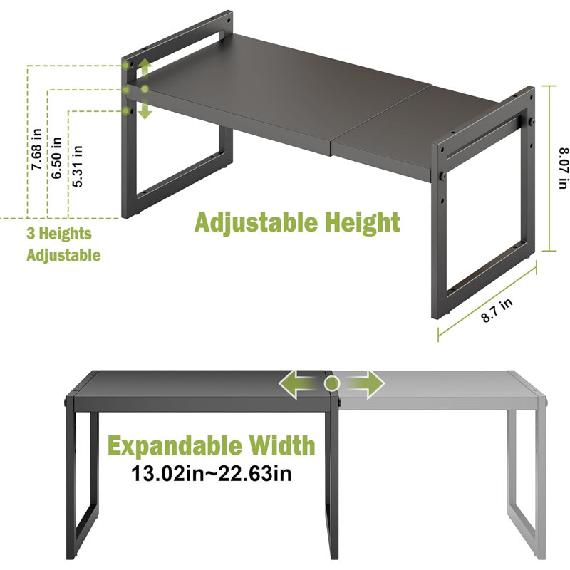 Organisateur de comptoir de cuisine extensible, organisateur de tablette d'armoire empilable