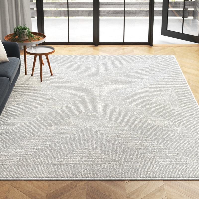 Arean Light Gray Machine Washable Area Rug, Rectangle 5' x 7'