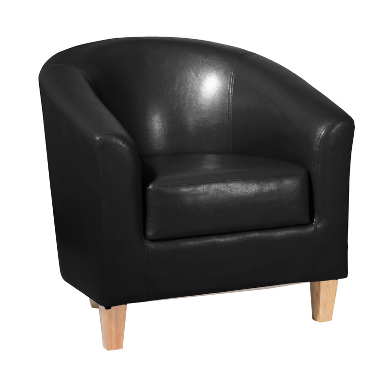 Brummett Faux Leather Accent Chair, Black