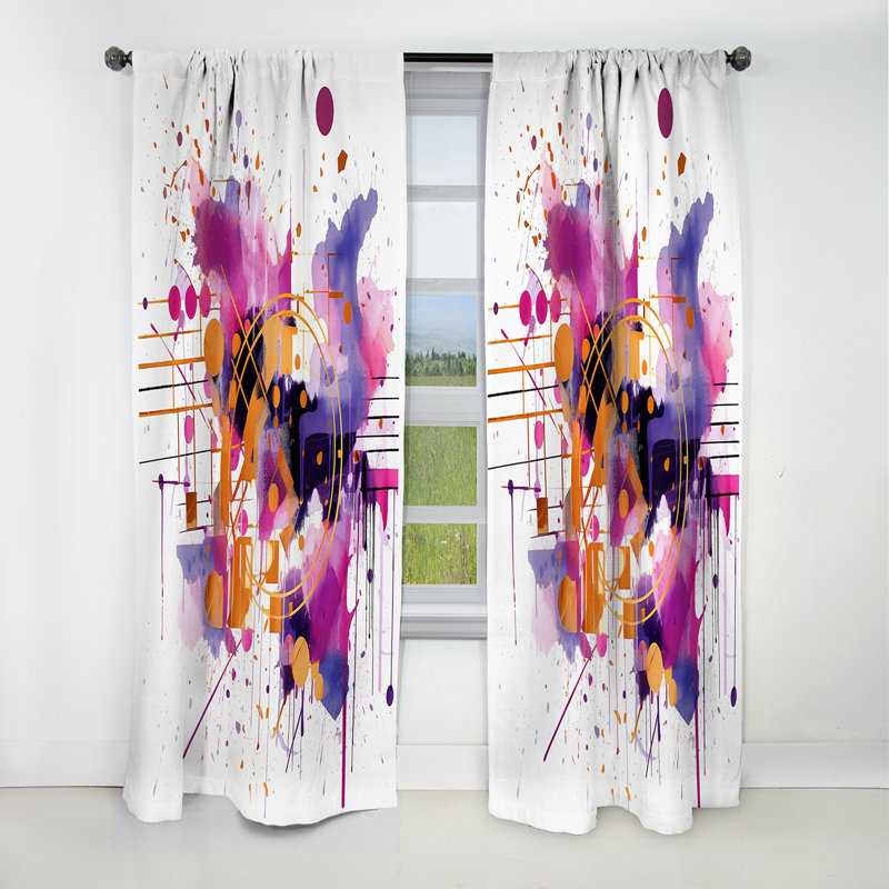 Purple Gold Whispered Abstractions II - Abstract Curtain - Blackout Curtain - 1 Panels, 52" W x 108" L