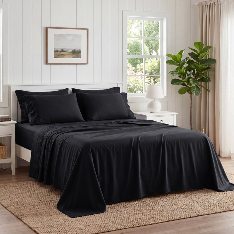 Bedsure Polyester Microfiber Sheet Set Hotel Luxury Sheets, Easy Care Cooling Bed Sheet Set 84GSM(107" x 101")GentleSoft™️