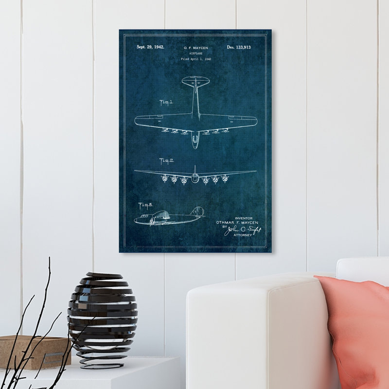 Avion 1942 par Oliver Gal - reproduction de dessin sur papier, H 30 po x l 20 po x P 0,75 po, Toile tendue