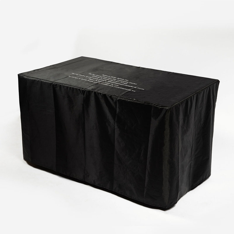 Table de foyer avec plateau en tuiles, pare-vent en verre et housse de pluie, couvercle