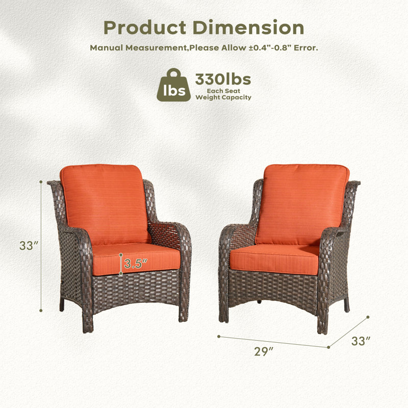 Gretna Wicker Outdoor Lounge Chair, Orange, Brown