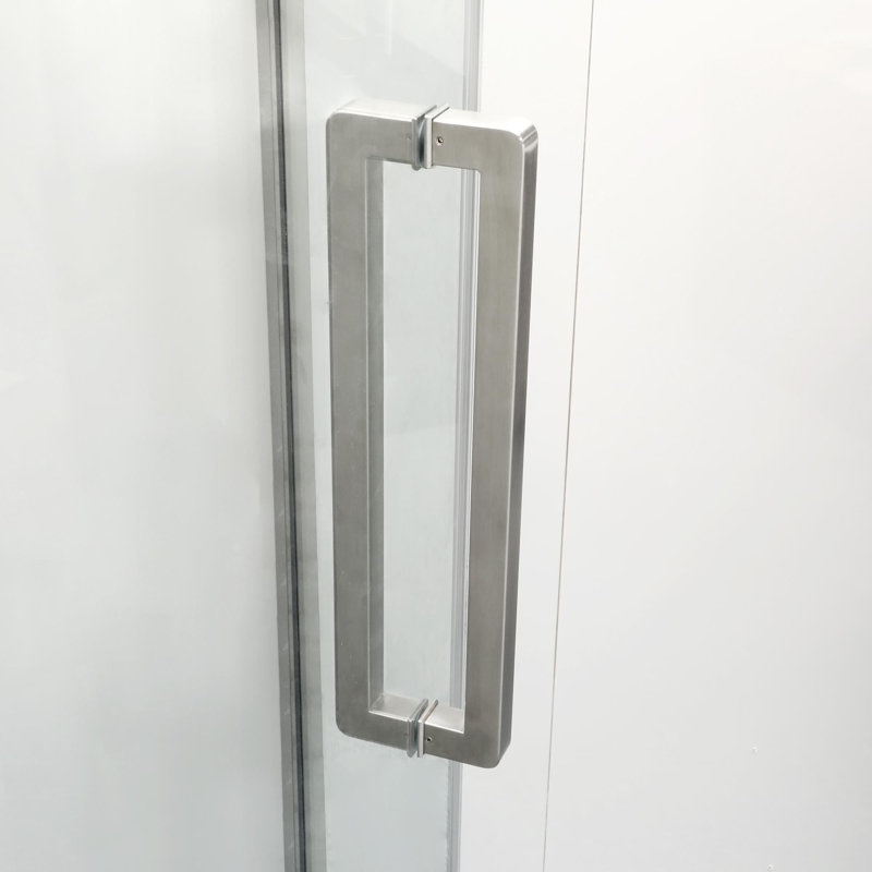 Semi-Frameless Neo-Angle Hinged Shower Enclosure, Brushed Nickel