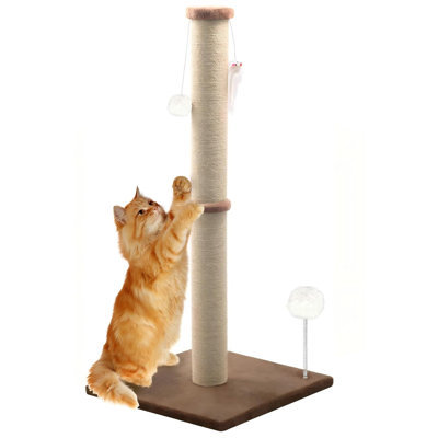 Grand poteau à griffer pour chat, grand poteau à griffes en sisal pour chats d'intérieur, poteau à griffer vertical pour chat, mobilier pour chat moderne (brun)