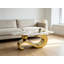 Table basse ovale en imitation marbre, table moderne avec structure en acier inoxydable doré, plateau à motif marbre blanc pour la décoration du salon