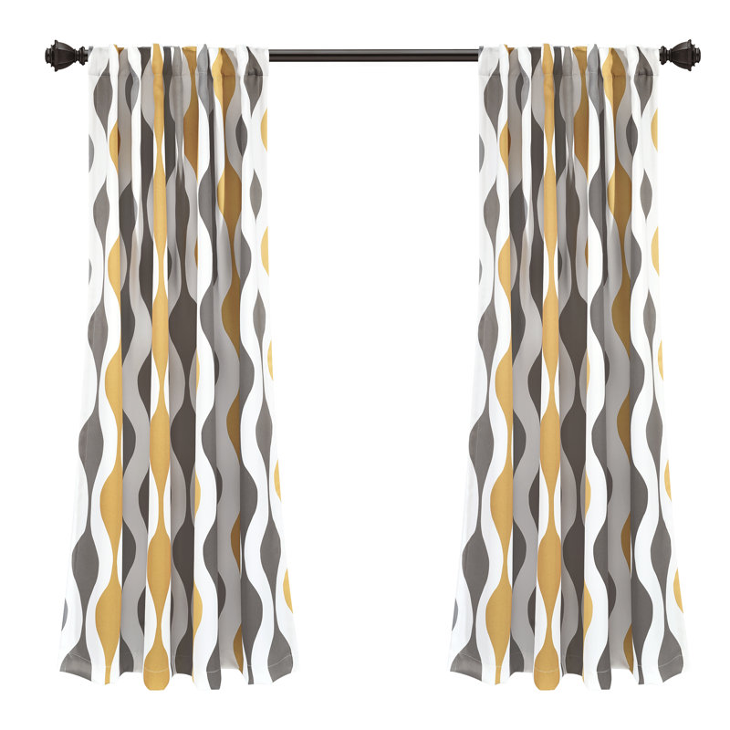 Room Darkening Curtain Pair, 52"W x 63"L, Gold/Gray