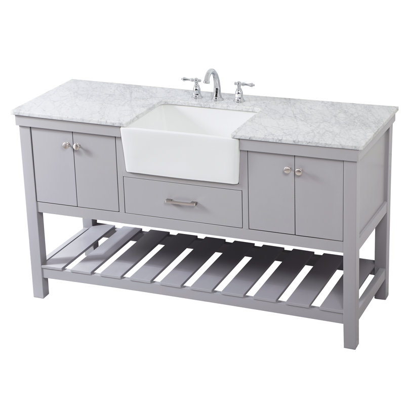Meuble-lavabo simple 60 po Pelaghia, Gris