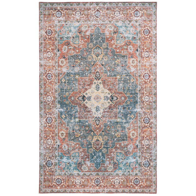 Tapis rouge / bleu Arizona 126, Tapis de couloir 2 pi 6 po x 8 pi