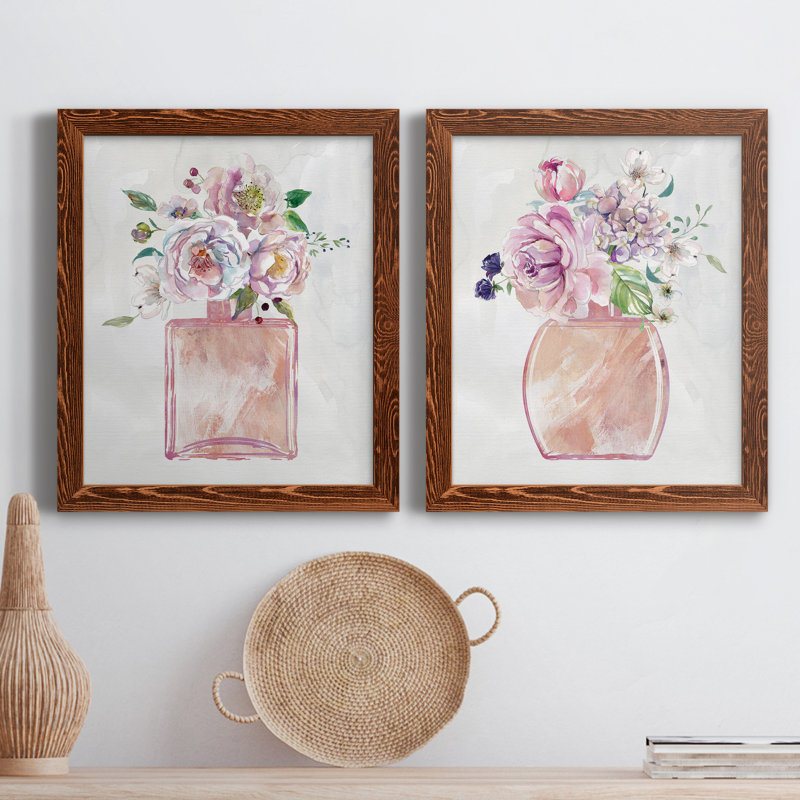 «Fragrance Of Summer I», ensemble de 2 peintures sur toile encadrées, H 24 po x l 36 po x P 1,5 po, Encadré de bois de noyer