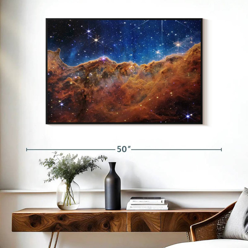 La nébuleuse Carina de James Webb, Cadre flottant noir, 40 po x 27 po