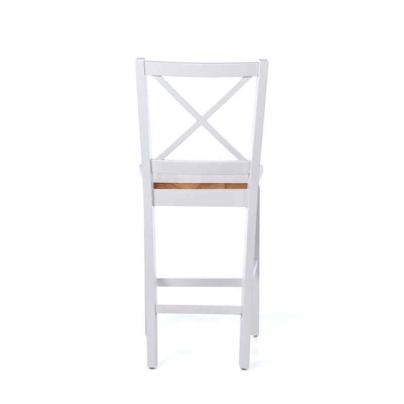 Aquila Counter Stool with Solid Wood Frame, Natural Seat/ White Frame, Counter Stool (24" Seat Height)