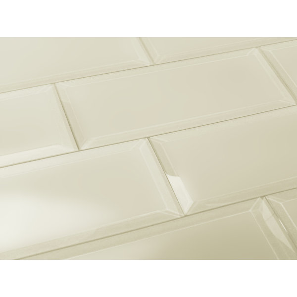 Frosted Elegance 3 in. x 12 in. Diamond Grade Glass Beveled Subway Decorative Kitchen & Bathroom Wall Tile