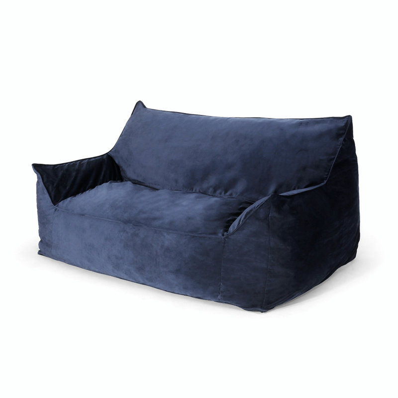 Sadlier Velvet Bean Bag Sofa, Midnight Blue Velvet, 32" H x 60" W x 40" D