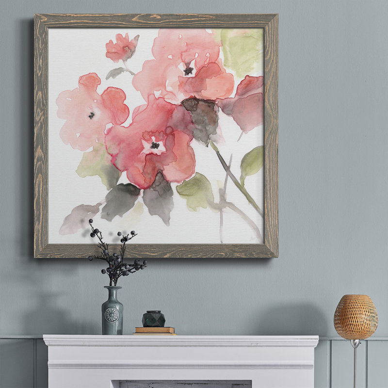 Spectre floral - peinture sur toile encadrée, H 31,5 po x l 31,5 po x P 1,5 po, Encadré gris