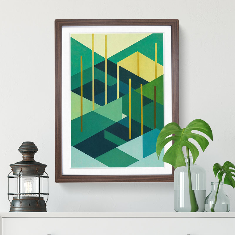 Abstract Forest Shapes No.2 - Wrapped Canvas Print, Walnut Framed, 34cm H x 25cm W x 2cm D